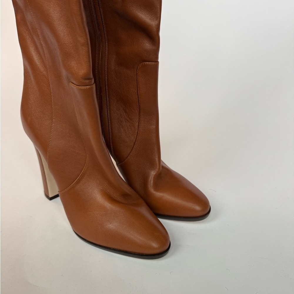 Dolce & Gabbana Brown Leather Knee High Heeled Boots, Size 39